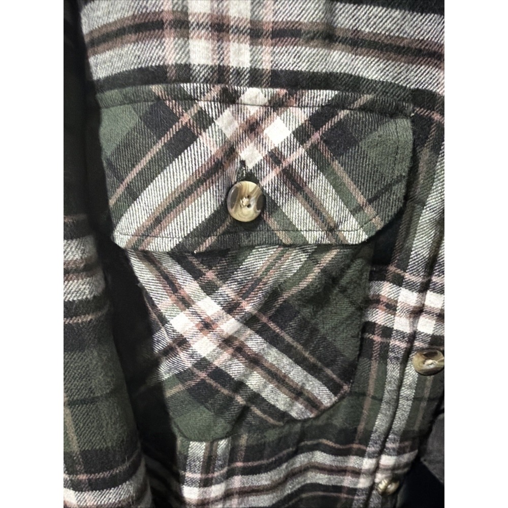 Dickies Mens Large Green Insulated Button Up Flannel Jacket Plaid P204260 - Picture 3 of 15